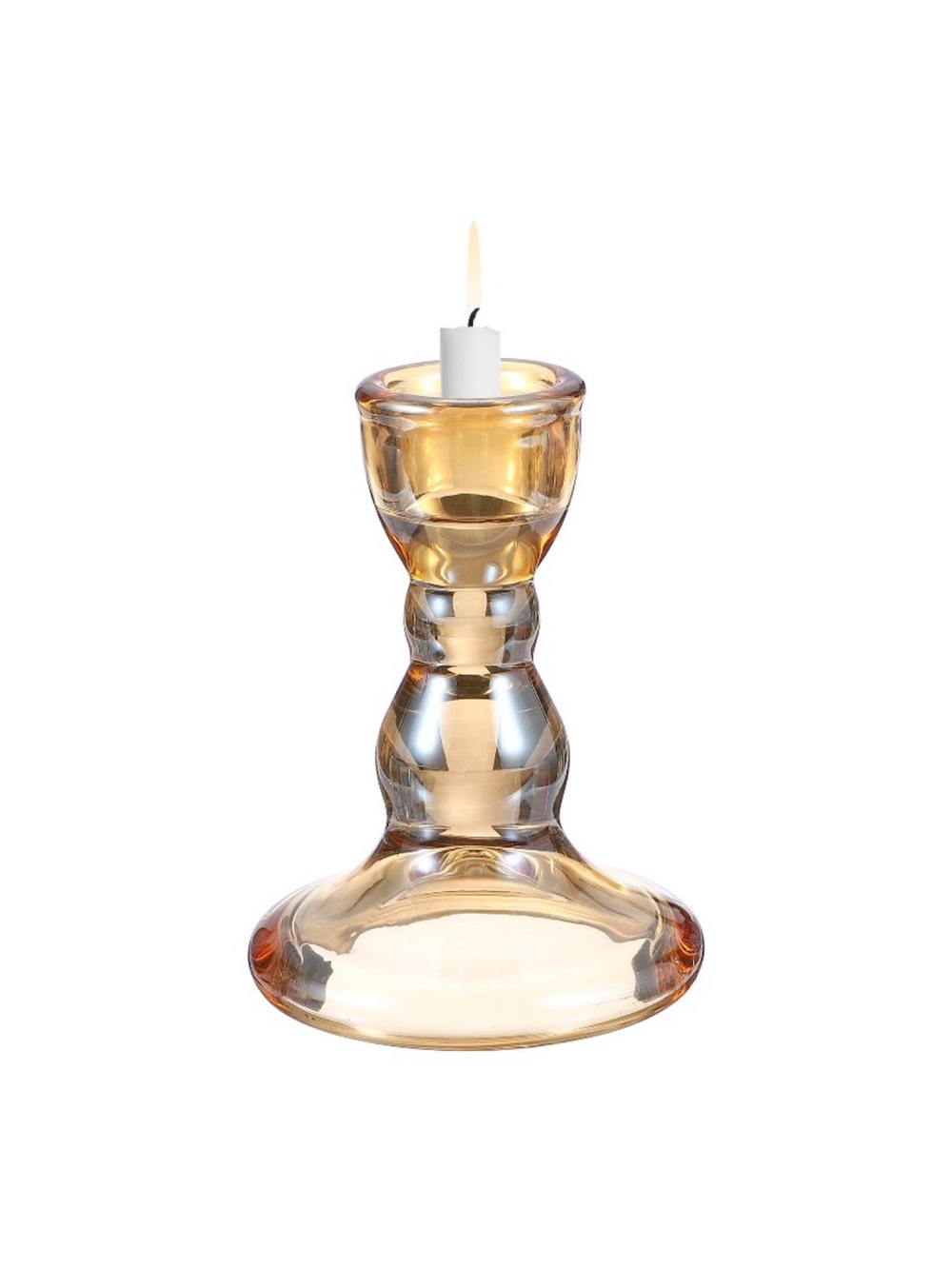 ✨BNWT - Vintage Style Crystal Glass
Diamond Candle Holder Amber Gourd Stems✨